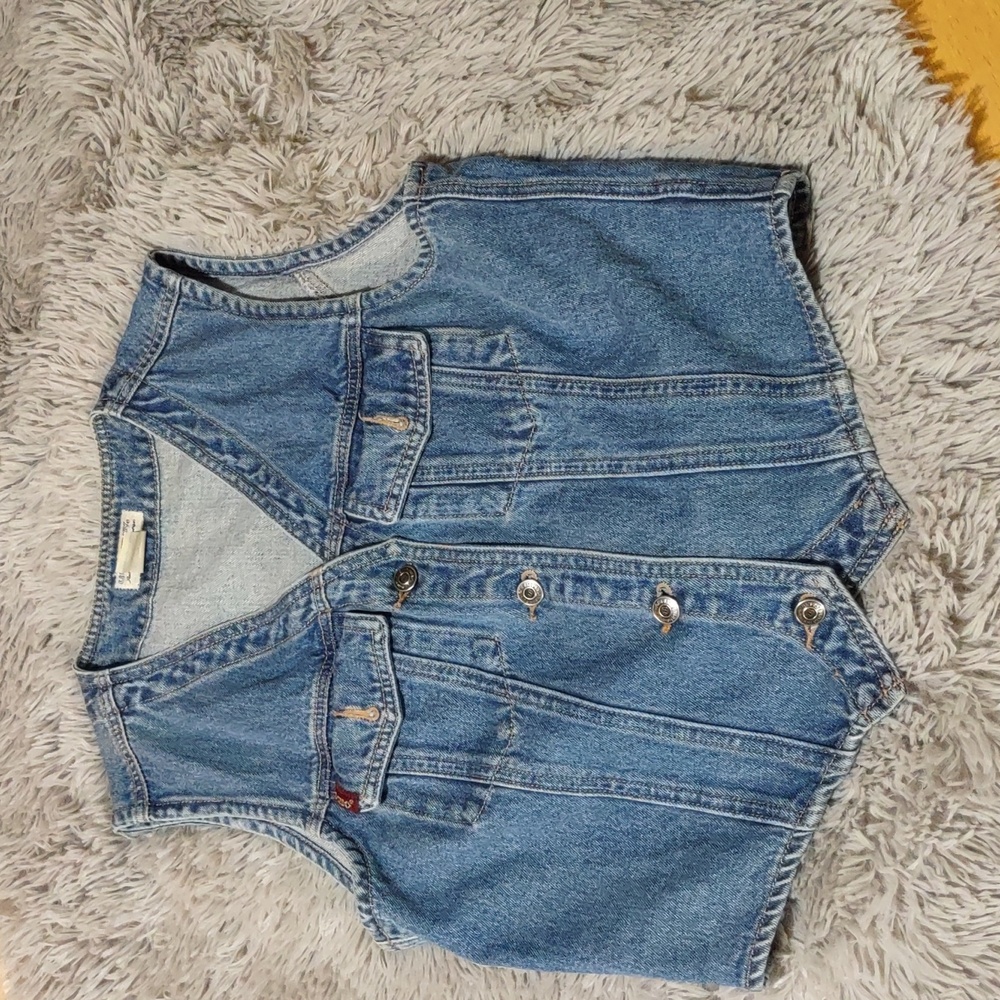 Union Bay sleeveless button up blue jean vest size large